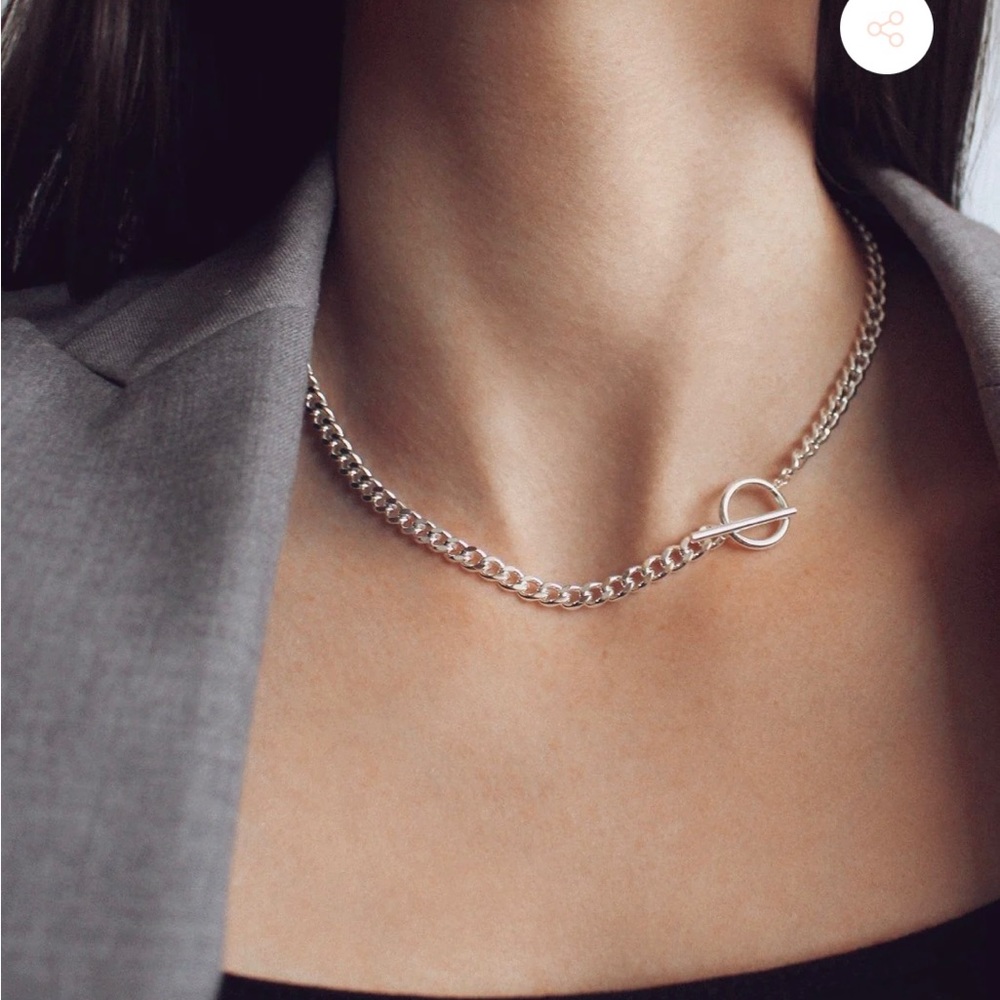 Sterling Silver T-Bar and Circle Toggle Chain Necklace NWT